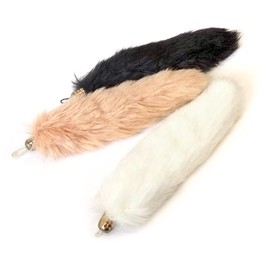 Tail Key Chain, Fur Charm, Tail, Fur, Strap Included, 5.9 inches (15 cm), Medium Size, Key Chain Hardware Not Included (Black)