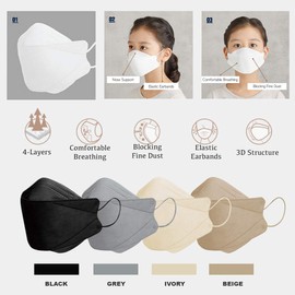Kf94 Kids Unisex Breathable Individually Packed made Korea 4-Layer Filters mask (Pack of 20 Black)