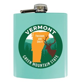 R and R Imports Vermont Design C Souvenir 7 oz Steel Flask Matte Finish Seafoam 4-Pack