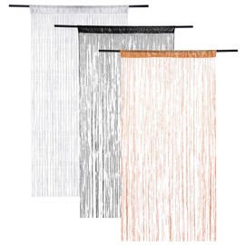Beaded Door Curtains 39x79'' Door String Curtains Shiny Hanging Beads Curtain Decorative Wall Panel Fringe Window Room Divider Blind White Beaded, Curtain-