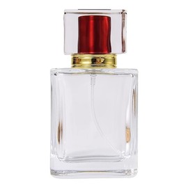 SCOLAND 50ml Square Glass Perfume Bottle Clear Spray Bottles Packaging Bottle Refillable Atomizer Travel Cosmetic Container High Grade (Red)