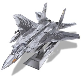 Piececool 3D Puzzles for Adults,F-15 Fighter Metal Airplane Kit to Build, DIY Assembly Plane Model, Hobbies Best Gifts for Military Enthusiasts, Dad Boyfriend & Desk Decor