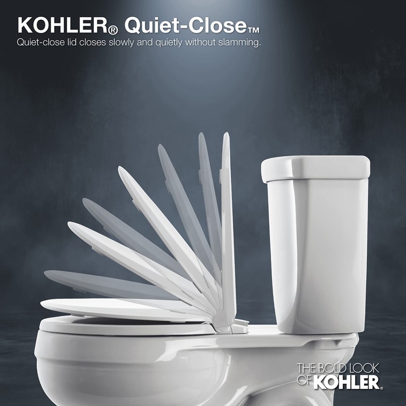 KOHLER K-4639-47 Cachet Round, Grip-Tight Bumpers, Quiet-Close, Quick-Attach Hardware, No