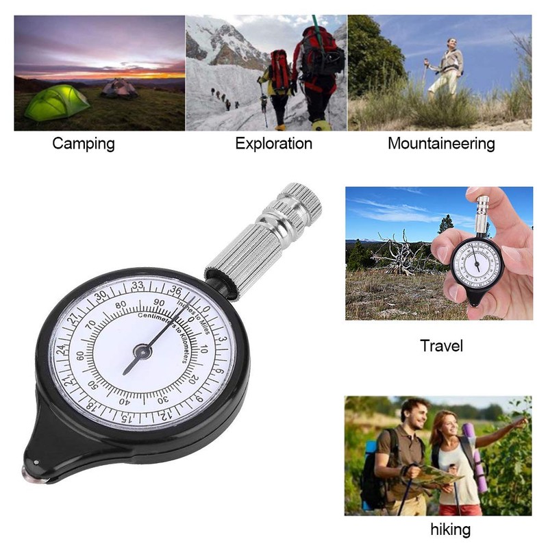 Hiking Walking Camping On Tour Map Measurer, Distance Calculator Reading