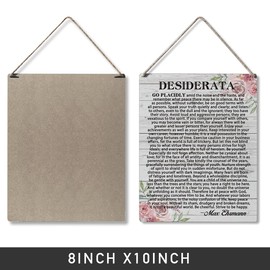 Qious Inspirational Signs Gift Farmhouse Desiderata Go Placidly Amid the Noise and the Haste Wooden Hanging Sign Rustic Wall Art Home Living Room Decoration 10 x 8 Inches