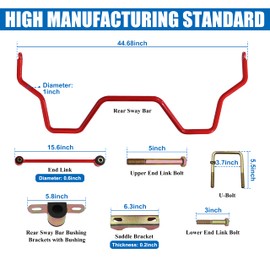 MULAN ‎PTR11-34070 Rear Sway Bar Kit Compatible with Toyota 2007-18 Tundra 2019-21 Tundra all models