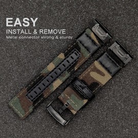 Abanen Quick Fit 26mm Nylon Watch Band for epix Pro 51mm / Fenix 7X / Fenix 6X / Fenix 5X / Instinct 2X, Woven Durable Military Sport Wristband Strap for Garmin Enduro,Tactix Delta (Camouflage)