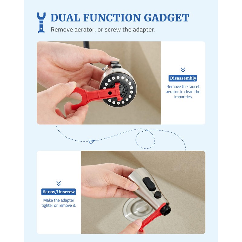Kitchen Faucet Head Replacement with 15 Adapters - 3 Functions