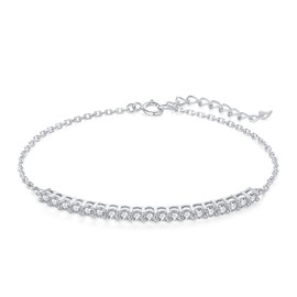 JewelryPalace Round 2.5 mm Moissanite Bracelet Women's Silver 925, Simulated Diamond Bridal Bangle Jewellery Set Women, Bracelets Girls Adjustable Bangles with Stone, Gift Girlfriend Rose Gold Gold,