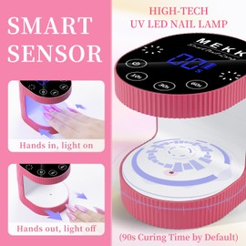 MEKK Cordless Mini UV Light for Gel Nails - 24W Rechargeable Mini UV LED Nail Lamp with Touch Control & Auto Sensor,Small Flash Cure Lamp,4 Timers,Portable Nail Light for Salon & Home-Rose Pink