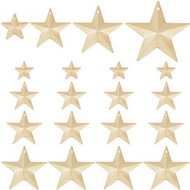 GORGECRAFT 32PCS Matte Gold Metal Star Decor Barn Star With Hole Iron Vintage Wall Arts Hanging Decors for Crafts House Christmas Independence Day Indoor Outdoor Diy Handmade Accent