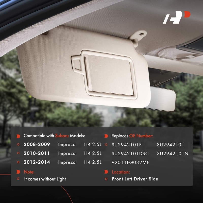 A-Premium Left Driver Side Sun Visor with Mirror - Compatible