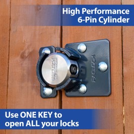 PACLOCK's UCS-7S/775 Hasp and Puck Combo Kit, Buy American Act Compliant, Stainless Steel Body, Grey Hasp, High Security 6-Pin Cylinder, One Lock Keyed to a Number U-Pick! w/ 2 Keys, with Backplates
