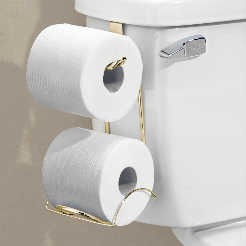 iDesign Over-The-Tank Toilet Paper Holder with Storage - Gold