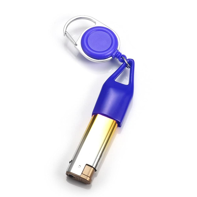 Generic Retractable Blue Lighter Keychain with Clip, Classic Lighter Cover,