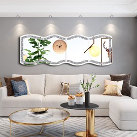 ZOLAPI Wave Pattern Crushed Diamond Body Mirror Set - 4pcs 11x15 inch Dressing & Makeup Mirror for Decor, Gym, Door