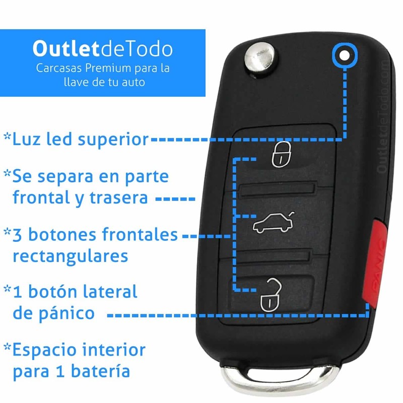 OUTLETDETODO.COM Carcasa Compatible para Llave Control Jetta Clasico Vento Golf