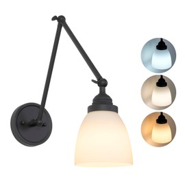 HEQIQEH Industrial Swing Arm Wall Sconces with Remote Control,Modern Battery Operated Wall Light Fixture 180 Degree Adjustable Dimmable Wall Lamp for Beside Bathroom Living Room Restaurant