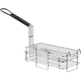 2-Level Nickel-Plated Steel Burrito/Chimichanga Fryer Basket, 12.5" x 6.63" x 4.63", Front and Left Hooks, Turnover deep fryer basket