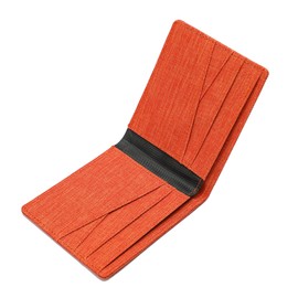 Lanyani Fabric Wallet Bifold RFID Blocking For Boys Children Men Minimalist Thin Small Slim (Orange)