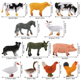 Maxmoc 12pcs Farm Animals,Mini Animal Toys Plastic Realistic,Farm Toys Set Educational Playset for Tollders Kids for 2 3 4 5 6 7 Year Olds