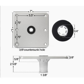 Fabater Boat Seat Base 7 X 7 Boat Seat Pedestals, Aluminum Alloy Pedestal Base Plate for 3/4 Boat Seat Pin Post Socket, Suitable for Most Marine Fishing Pontoon Boat Seat Mount