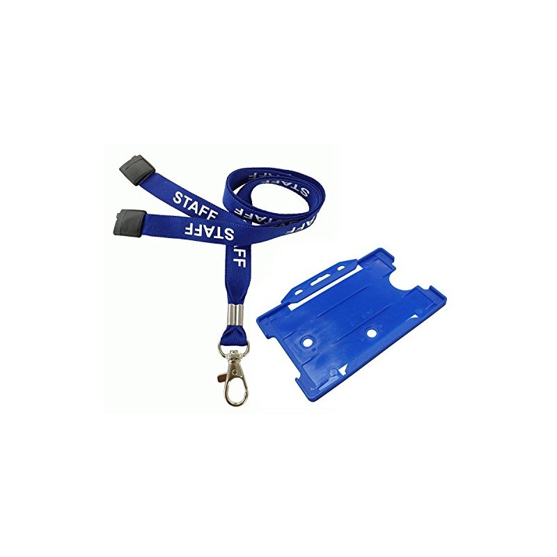 Customcard ltd® Blue Staff Lanyard Metal Clip with Blue ID