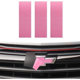 3pack  Vinyl Bowtie Logo Wrap Stickers for Chevy 11.8 "x 4" Car Emblem Logo Overlay Decals DIY Modification Waterproof Universal Decoration (Carbon Fiber) - Color: Pink-carbon Fiber