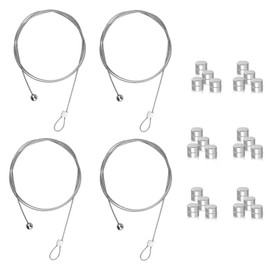 Oiieco Pack of 4 Photo Wire Rope with 48 Magnets, Stainless Steel Photo Line with Clips, Picture Hanging Rope, Metal Photo Wire for Hanging Photos, Postcards
