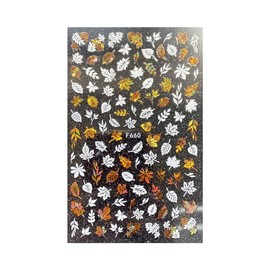 Autumn Palm Maple Leaf Banana Beach Flamingo Fish Self Adhesive 3D Nail Stickers F660 Laser Gold White Nail Wraps Stickers Manicure Supplies for Women Nails Full Long Lasting Easy Apply and Remove