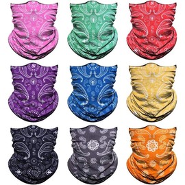 Neck Gaiter Face Mask Men Women,Seamless Bandana Rave Face Cover Scarf Mask,Balaclava,Headband, Head Wrap,Headwear - Color: B-paisley