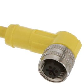 E18215, Single Ended Cordset, Right Angle 1/2 in Female 3pos to Pigtail, 3 Wire 5 m, PVC Yellow, E18 Series
