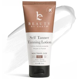 Beauty by Earth- Loción autobronceadora bronceadora: con ingredientes naturales y orgánicos, loción autobronceadora en tamaño de viaje, sin