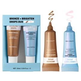 Summer Glow Shimmer Body Oil – 2PCS Face & Body Glow Makeup Set with 5% Niacinamide, Moisturising Liquid Highlighter, Waterproof Non Greasy Festival Glitter Highlighter,Travel-Size Skincare Gift Set