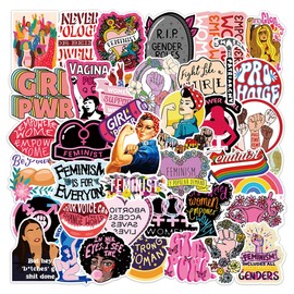 Sanmatic 50pcs Feminism Stickers for Suitcase Skateboard Laptop Computer Water Bottles Car Teens Boys Girls Decal Waterproof