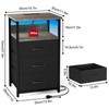 Fixwal Night Stand with Charging Station, LED Nightstand with Fabric