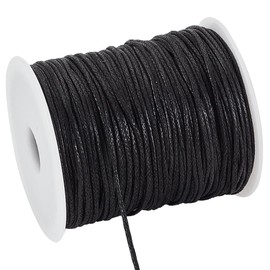 PH PandaHall 100 Yards 1.5mm Waxed Cotton Cord Black Waxed Thread Beading String for Bracelet Necklace Waist Beads Making Crafting Beading Macrame Vase Decor