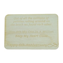 6th Your My One In A Million Gift - 6th Anniversary Metal Heart Pebble Gift -Keep My Heart Close