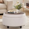 COLAMY Fabric Round Storage Ottoman with Reversible Tray Lid –
