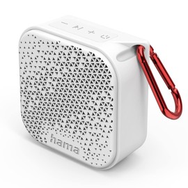 Hama Bluetooth-Lautsprecher Pocket 3.0 Box für Handy (kompakter Mini-Lautsprecher mit Bluetooth, AUX u. praktischem Karabiner klein, mobile Musikbox Bluetooth wasserdicht IP67, 14h Akku, 3,5W) weiß
