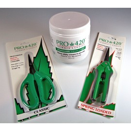 PRO 420 Trim Kit (Spring Loaded Scissors, Bonsai Scissors, Cleaning Solution) Bud Trimming