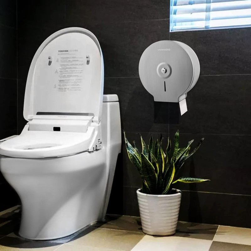Commercial Jumbo Toilet Paper Dispenser, Wall Mount Stainless Steel 9