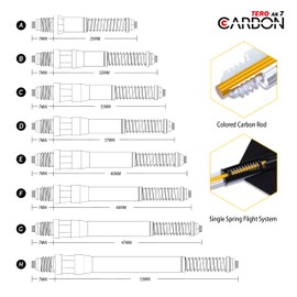 CUESOUL TERO AK7 Carbon Dart Shafts / Trunk Integrated Spring Telescopes, Set of 3 Pieces