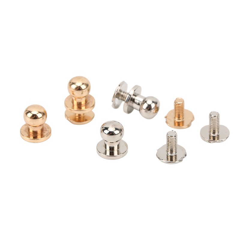 200 Set Chicago Screws 0.3x0.2in Pure Copper Glossy Durable Round