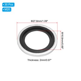PATIKIL M20 Self-Centered Bonded Sealing Gasket, 30Pcs NBR Metal Bonded Sealing Washers Automotive Washers for Mechanical, Plumbing, Cylinder Repairs