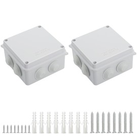 LeMotech ABS Plastic Dustproof Waterproof IP65 Junction Box Universal Electrical Project Enclosure White 3.9 x 3.9 x 2.8 inch (100 x 100 x 70 mm)(Pack of 2)