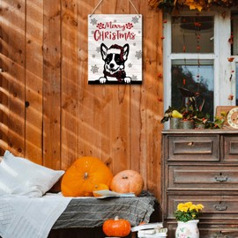 UYIKG Merry Christmas Wall Decor Dog Shiba Inu Christmas Decorations Wooden Signs for Home Porch Door Bedroom 8x10 Inch