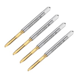 sourcing map 4pcs Spiral Point Plug Taps, M2 x 0.4 Metric Thread Screw Tap, Titanium Coated High Speed Steel 6542, Machine Tapping Threading Repair Tool
