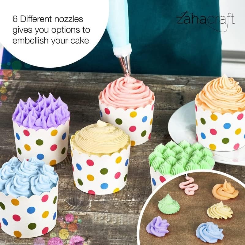 Piping Bags and Nozzles Set of 9 Pcs with Converter,