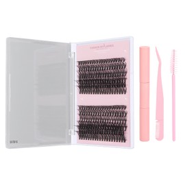 240 Pcs DIY Lash Extension Kit D Curl Cluster Lashes Individual Eyelash Extension with Lash Bond and Seal Lash Tweezers 10‑16mm Pink